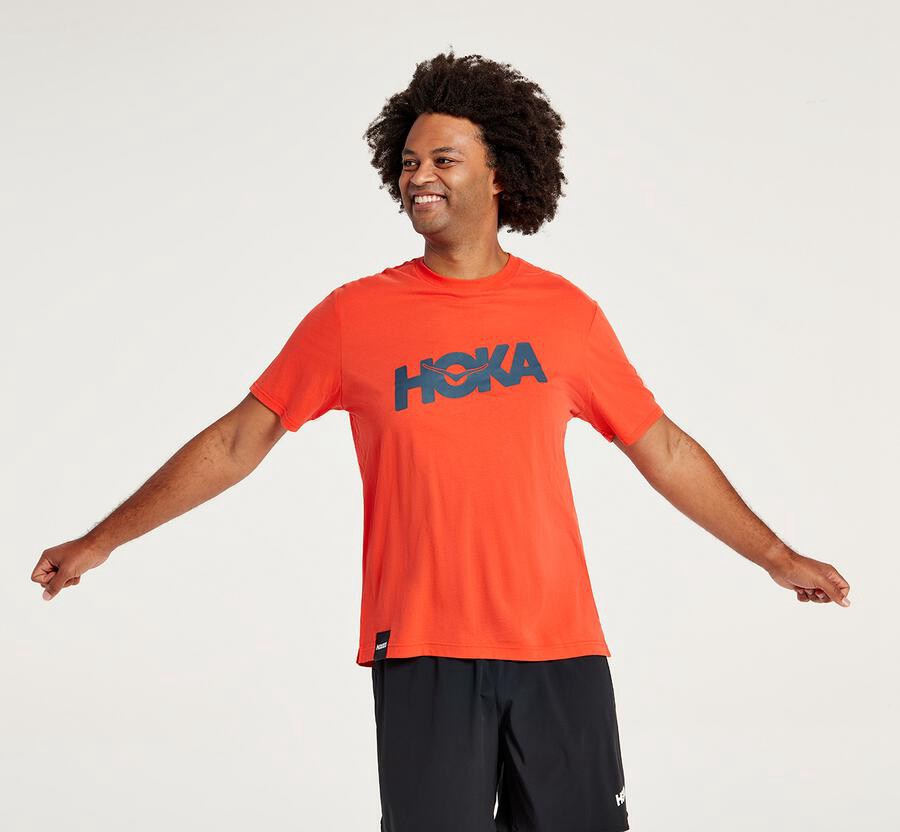 Tee Mens - Hoka One One Brand - Red - XSYFMUK-50